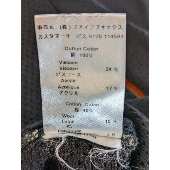 Anne Fontaine Mesh‎ Blouse Size 1 Black White Bell Sleeve H03714 Crew Neck Sheer - Picture 6 of 12